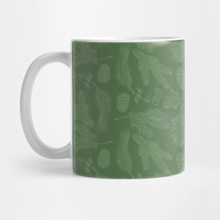 Sage Green Evergreen Scene  - Monochrome - Cozy Winter Collection Mug